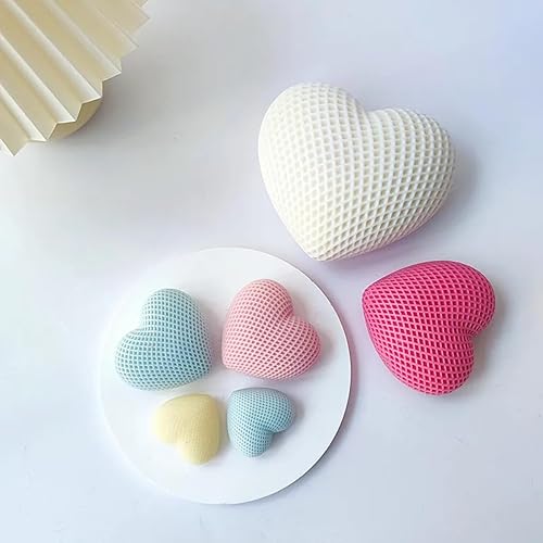 Miniatura 3 de Molde de silicona tejida en 3D con diseño de corazón de amor, molde de vela de resina, molde de mousse para torta de aromaterapia, moldes para