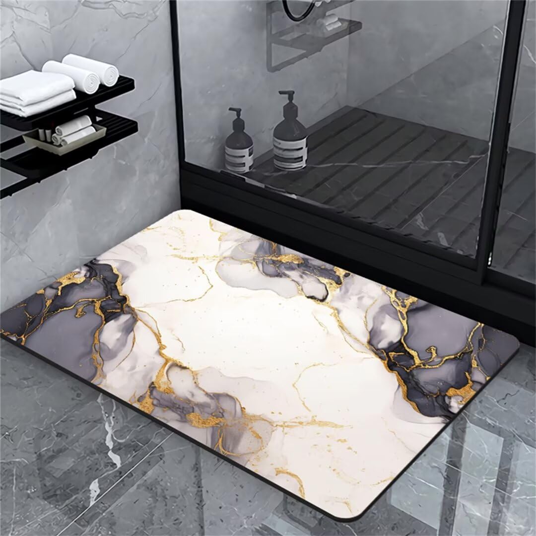 Badezimmerteppich Badematte rutschfest Badematte Badteppich Badvorleger 80x150cm Badematten Badteppiche Duschmatte rutschfest, Duschvorleger Badezimmermatte rutschfest Stein Badematte Stone