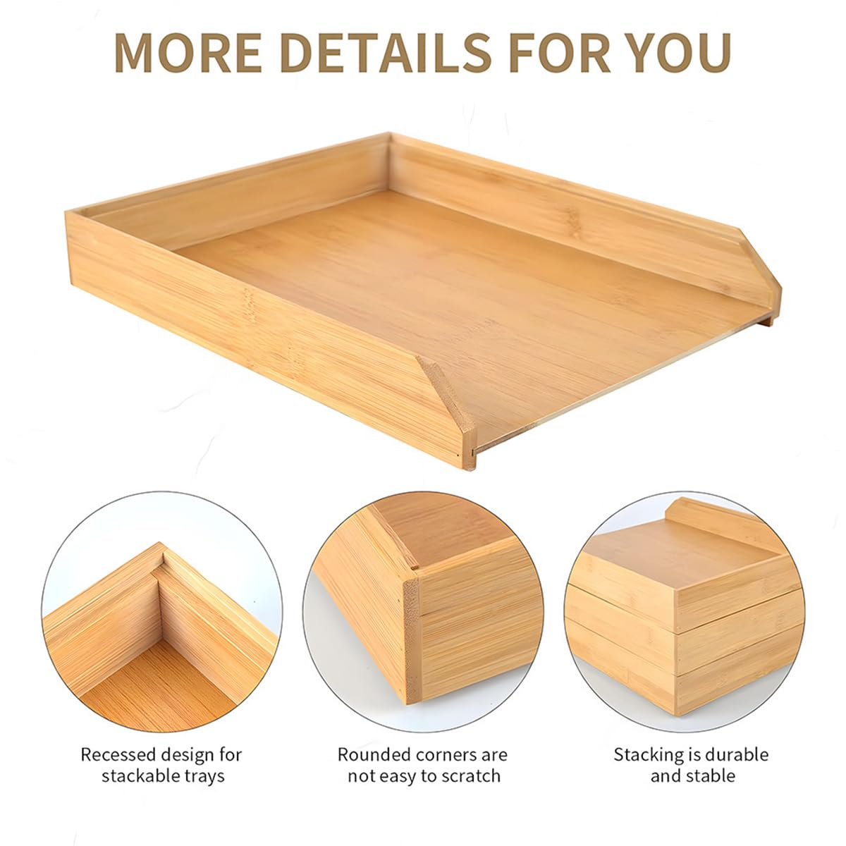 Ablagefächer Stapelbar Holz 2er Set Briefablage Zeitschriften Ordner Post Schreibtisch Organizer Büro Natur