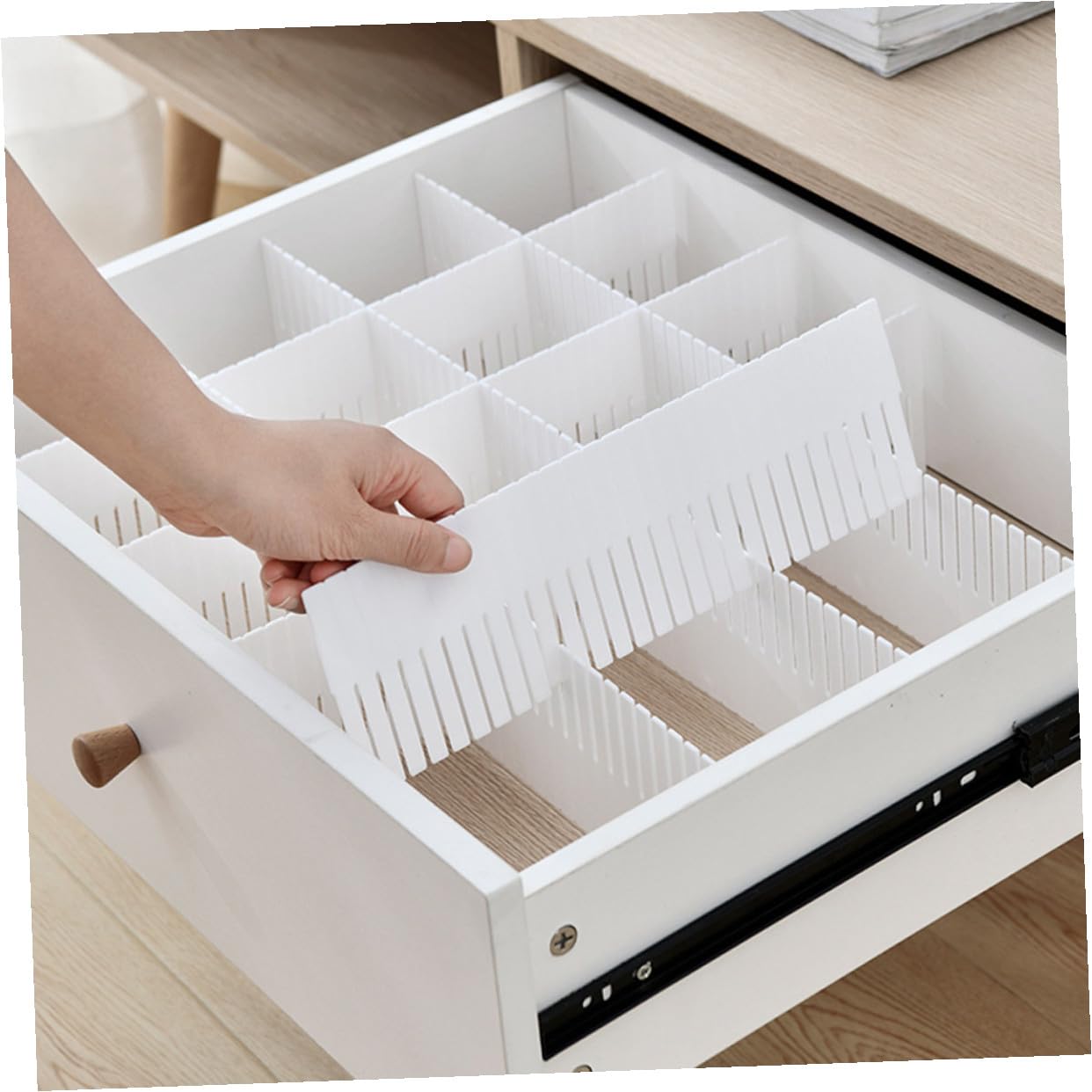 Divisori per Cassetti in Plastica Bianco 10 Pezzi Organizer per Armadio e Biancheria, Separatore per Ordinare e Dividere Spazi in Casa e Negozio Tovaglioli