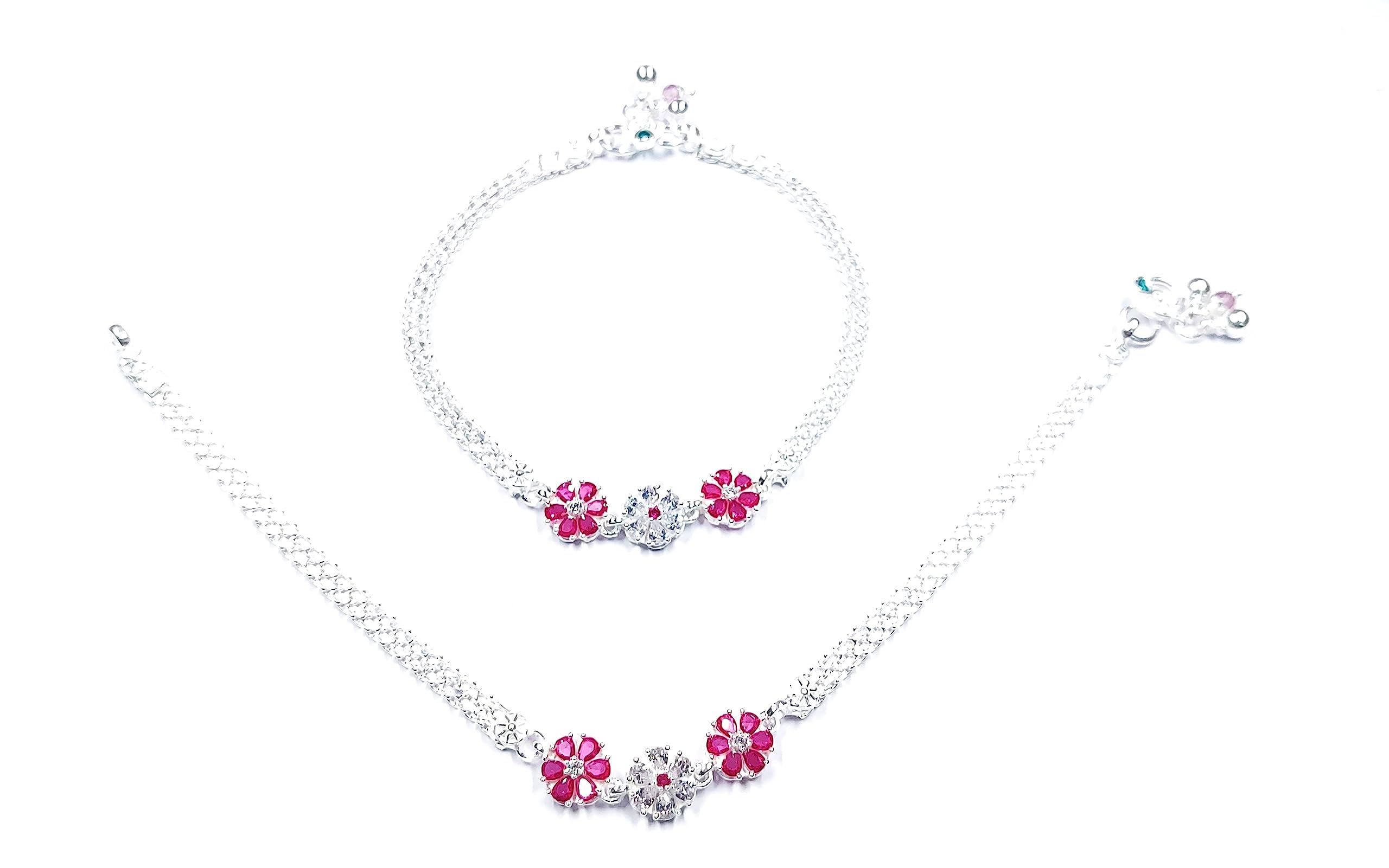 Shree Shobha Collection Silver Anklet For Womens Chandi Ki Payal Size 10.5 inches