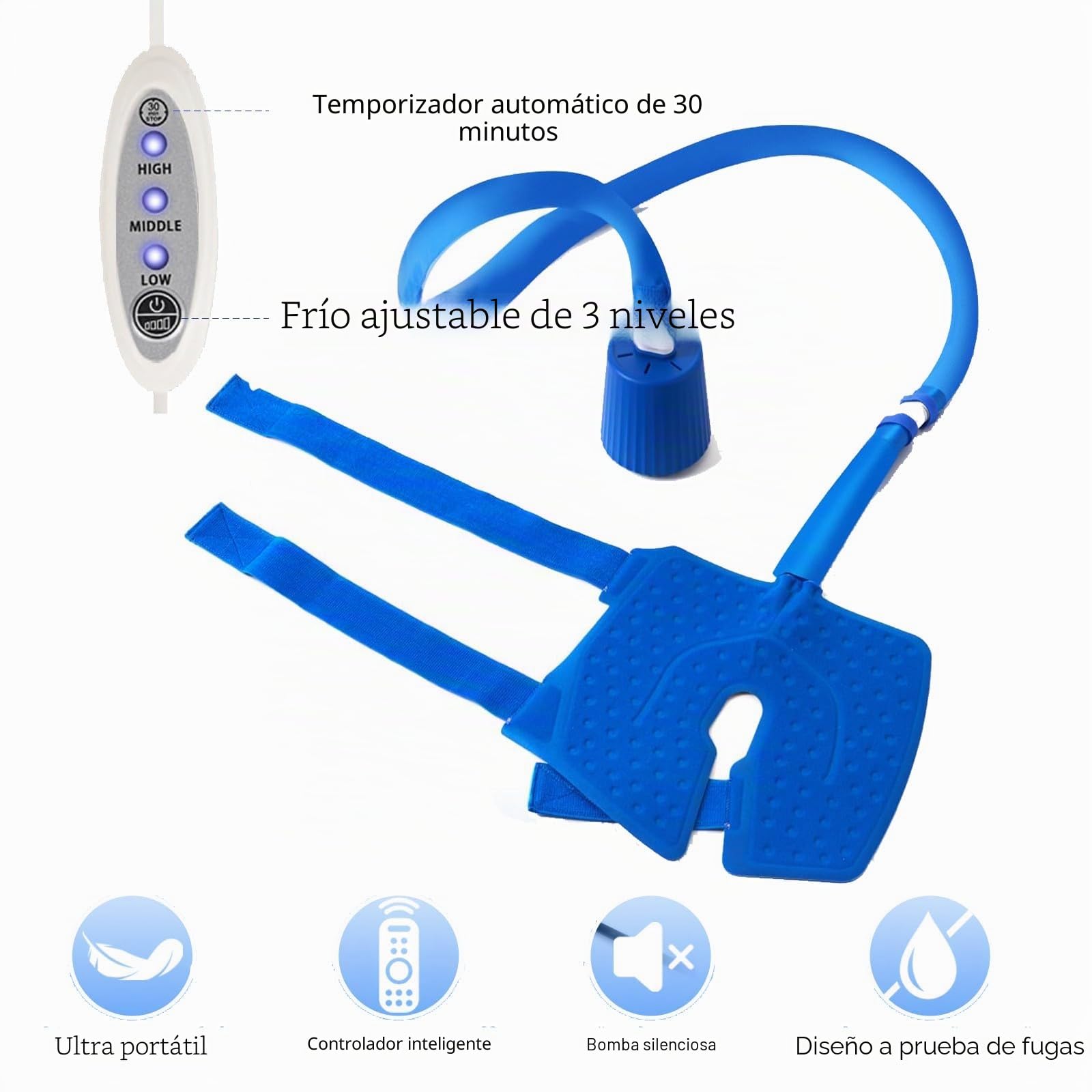 Máquina de terapia de frío para rodilla, máquina de hielo para rodilla después de la cirugía, crioterapia para lesiones deportivas, esguinces, reduce la hinchazón, silenciosa a prueba de fugas