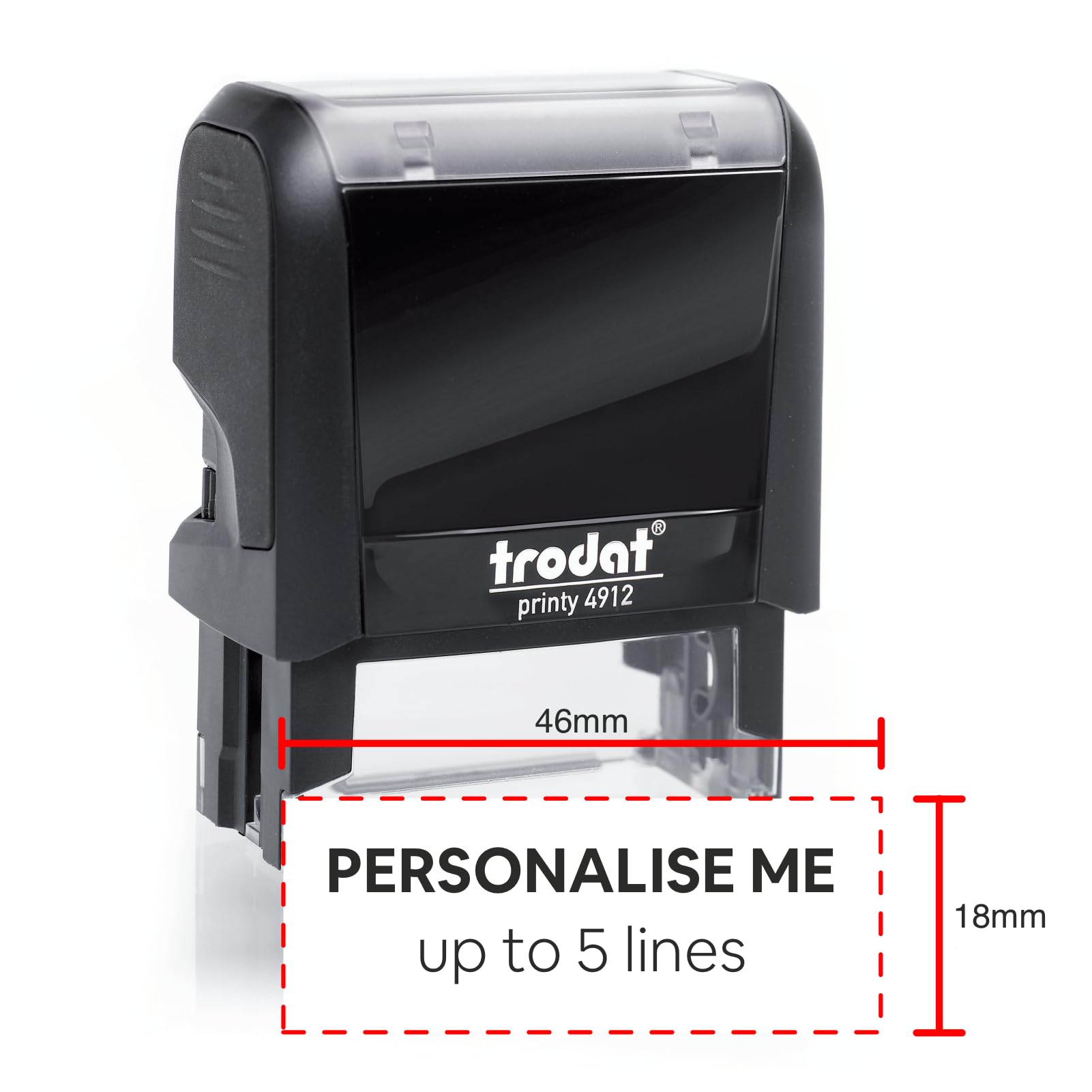 Premium Printy 4912 46 x 18mm Premium Personalised Custom Made Self-Inking Business Company Address Rubber Ink Stamp Up to 5 Lines of Customised Text with Black or Colour Choice of Ink