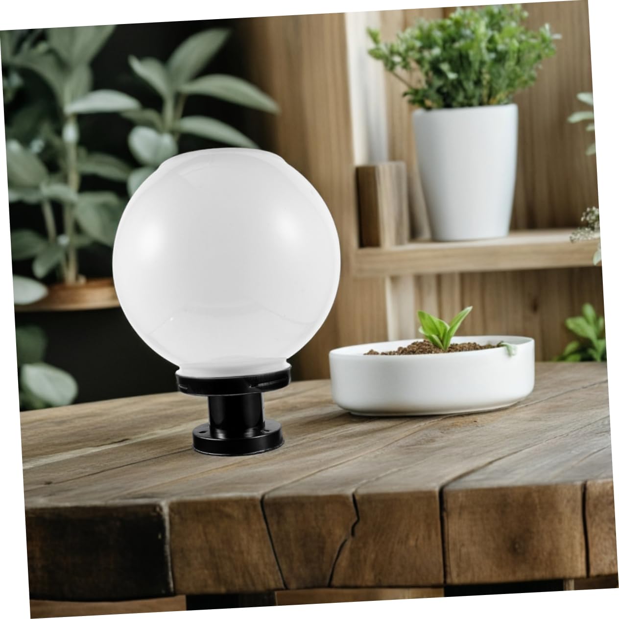 Homoyoyo Lampada Solare per Pilastro Base Nera, LED, 20cm, Giardino | Acciaio Inox, Vetro e Acrilico, Sensore Crepuscolare Integrato, Resistente alle Intemperie, Vialetto