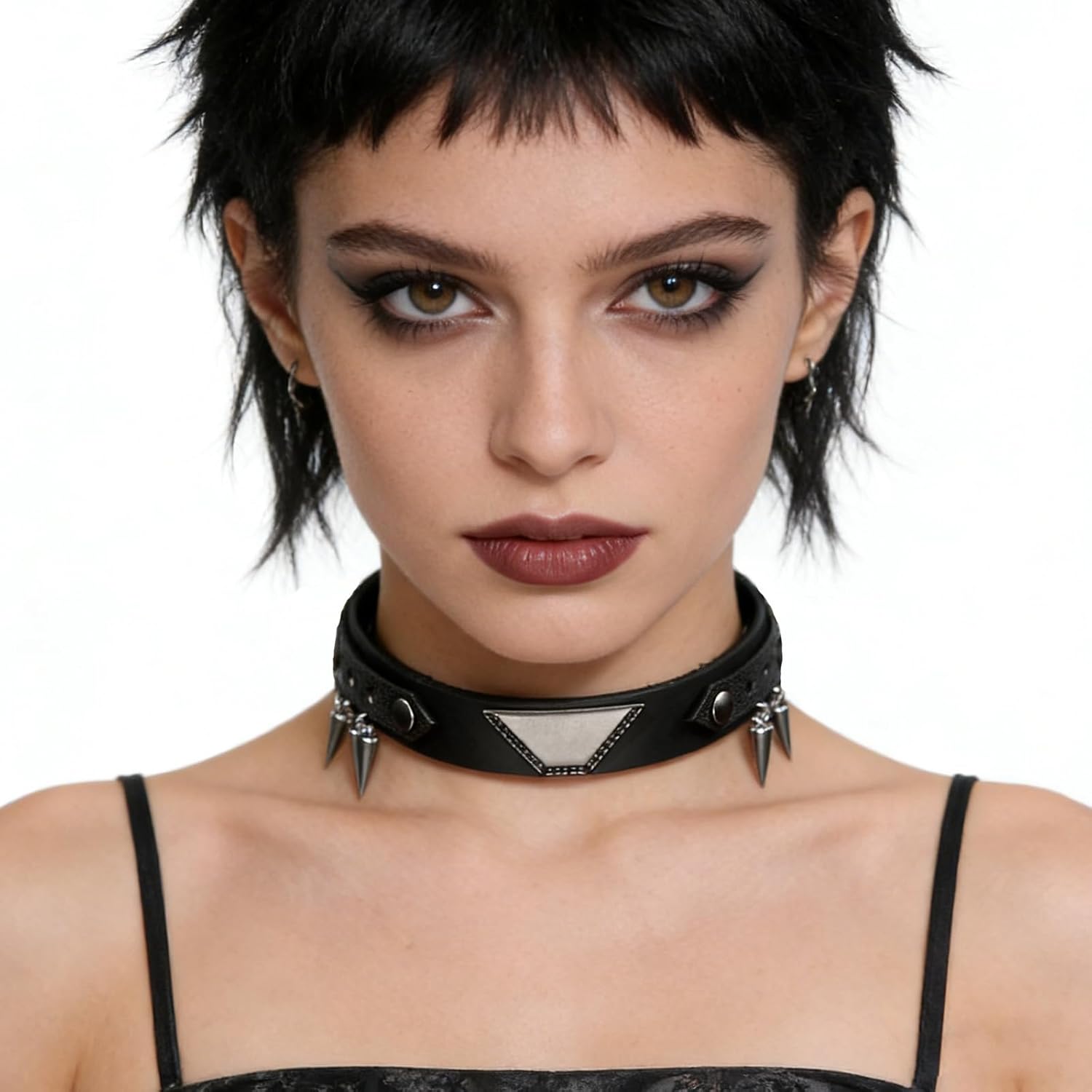 Handmade Genuine Leather Choker Necklace Gothic Punk Black Spiked Necklace Collar Jewelry Gifts for Men Women - Image 4