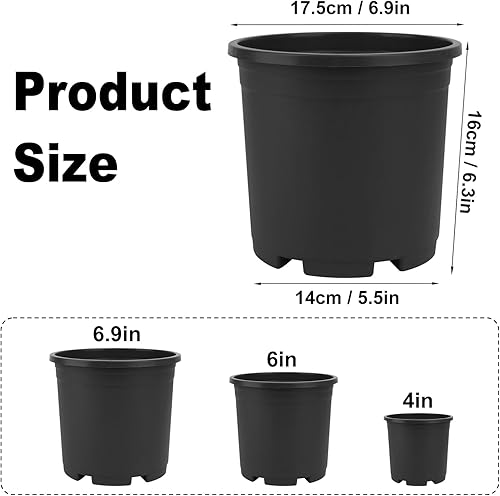 Miniatura 8 de IHDYPPEW 26 Pack 1 Gallon Nursery Pot, 6 Inch Garden Pots, Plastic Flower Pot with Matching Tray (Black)
