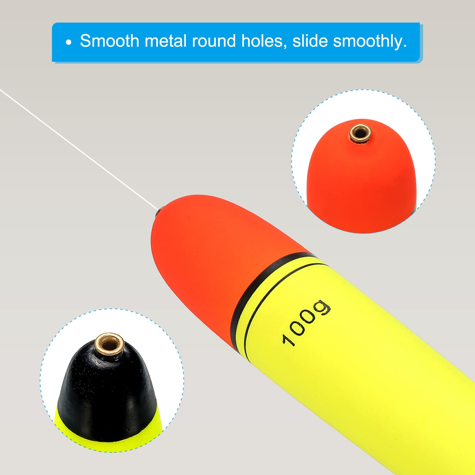 PATIKIL 3.5oz Fishing Slip Bobbers, 2 Pack EVA Fishing Float for Sea Fishing Freshwater Yellow - Image 4