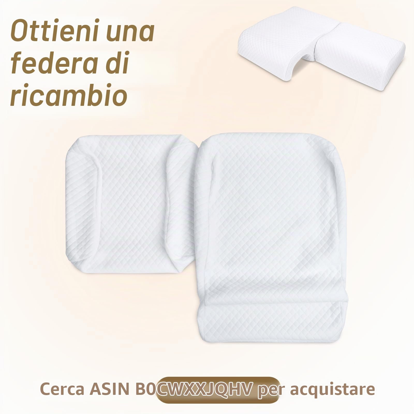 HOMCA Cuscino per Coppia, Cuscini Memory Foam Coppia, Cuscino con Buco per Braccio, Cuscino Curvo Allevia la Pressione del Braccio