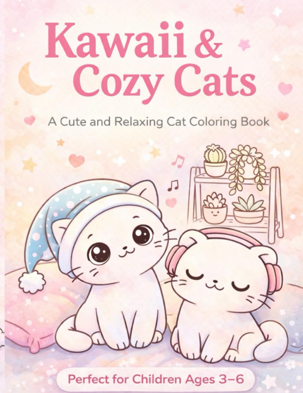 Kawaii & Cozy Cats Coloring Book: Cute, Kawaii & Cozy Cat Coloring Pages for Kids Ages 3–6 | Simple and Relaxing Fun
