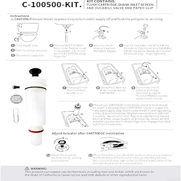 QOXEZY Replacement Cartridge Kit C100500K For Flush Valve Assemblies Compatible With Flushmate Pressure Assist Tanks And Power Flush Toilet Systems