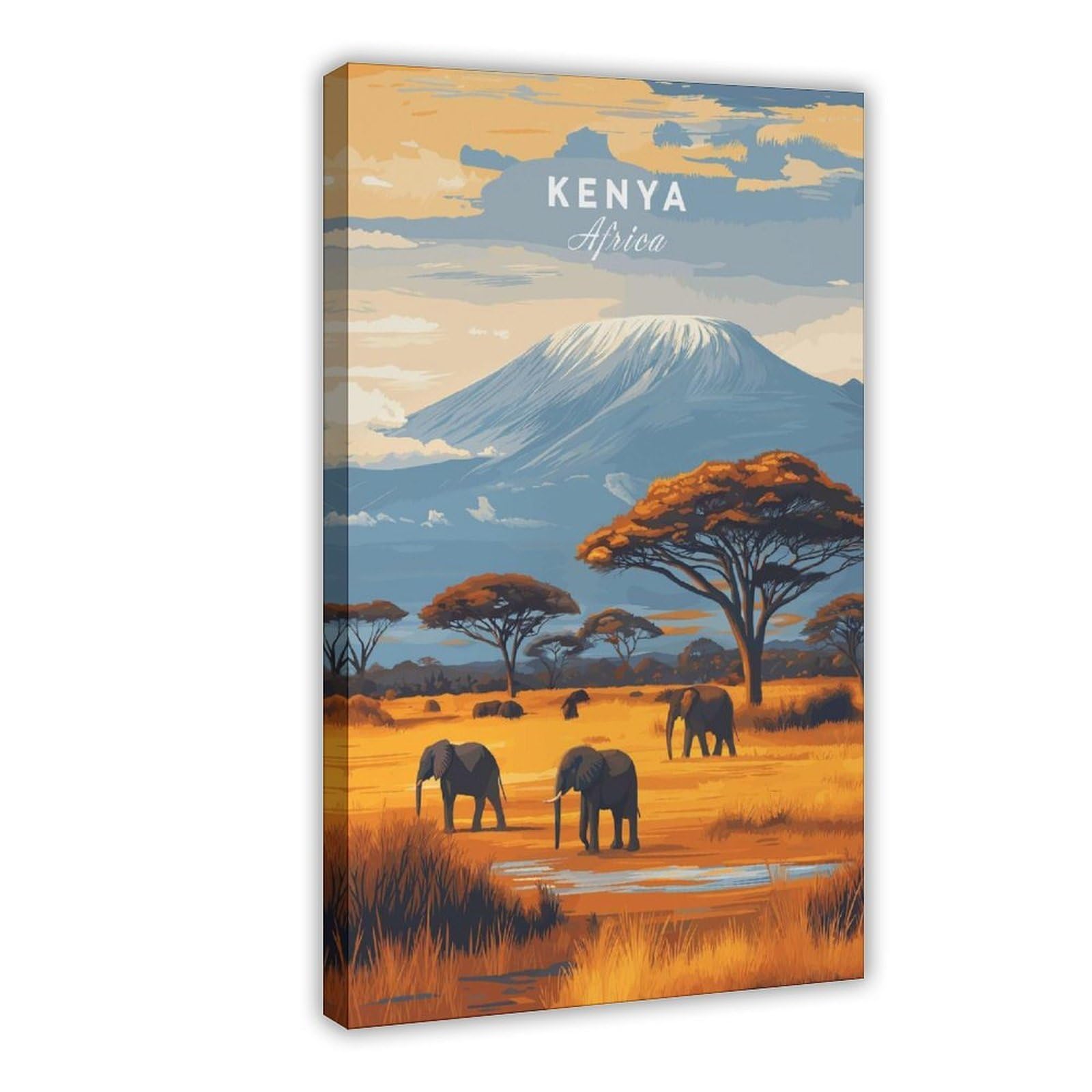 Bareronor African Elephant Poster Canvas Poster Bedroom Decor Landscape Office Room Decor Gift 12" L X 18" W