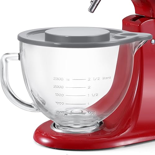 Miniatura 3 de Kitchenaid - Cuenco para batidoras de pie de 4.5 cuartos y 5 cuartos de galón, cuenco de vidrio con tapa y marcas de medición