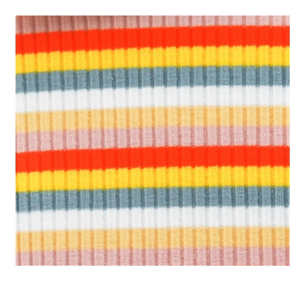 Tela de arco iris peinado de media yarda, a rayas, elástico para coser base, camisa, cuello de punto, 45 x 125 cm, por unidad (5,180 x 125 cm, precortado)
