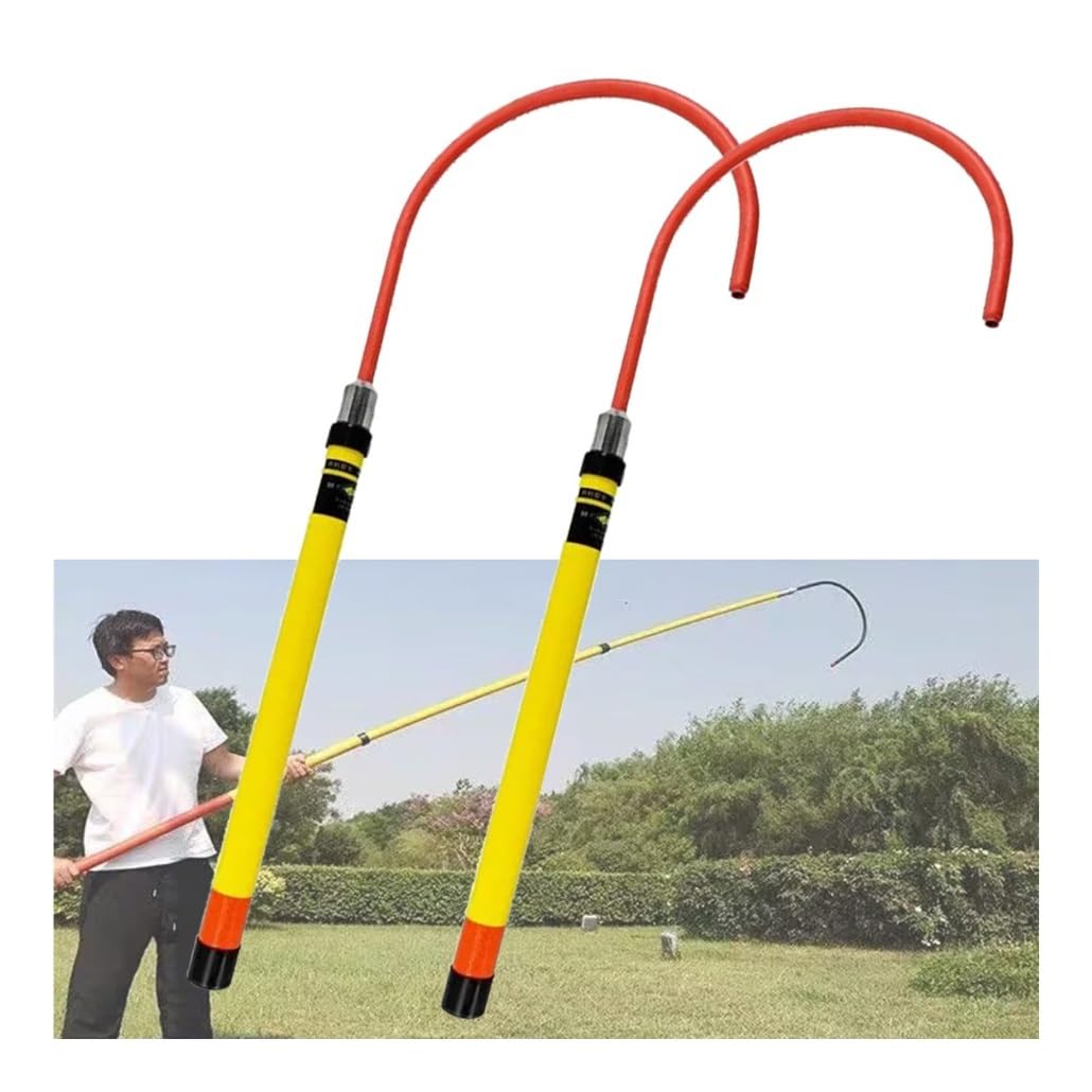 GHHVFEC High Voltage Insulated Rescue Hook with Extendable Hotstick Pole, Anti-Electrocution Fiberglass Rescue Tool (2 Pack, 4.3-13.1' / 1.3-4.0 m)