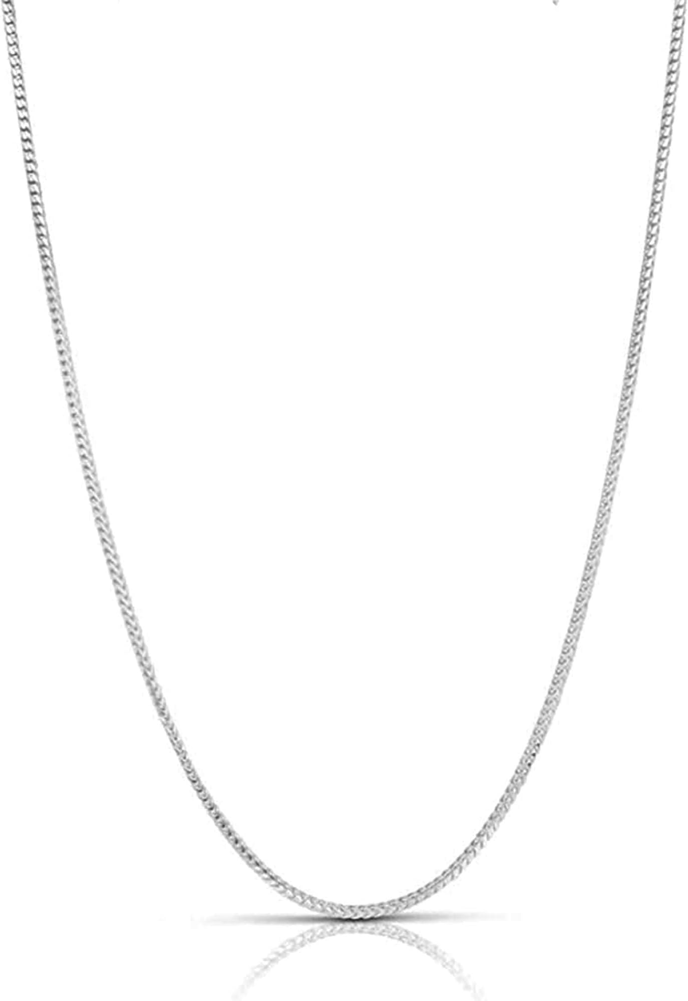 Authentic Solid Sterling Silver Franco Box Link .925 Rhodium Necklace Chains 1MM - 5.5MM, Silver Chain for Men & Women, Made In Italy