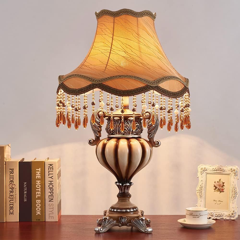 Lampada da Tavolo Continentale, Lavoro, apprendimento, Pre-Lettura, Lampada da scrivania, Decorazione della casa, luci da Tavolo, Paralume in Seta, Interruttore a Pulsante, lampadari
