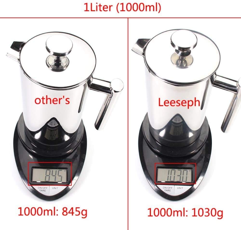 zaizai Termo de Acero Inoxidable 18/10 Resistente para café, Bebida, Prensa Francesa, cafetera de té de Doble Pared, 1000 ml