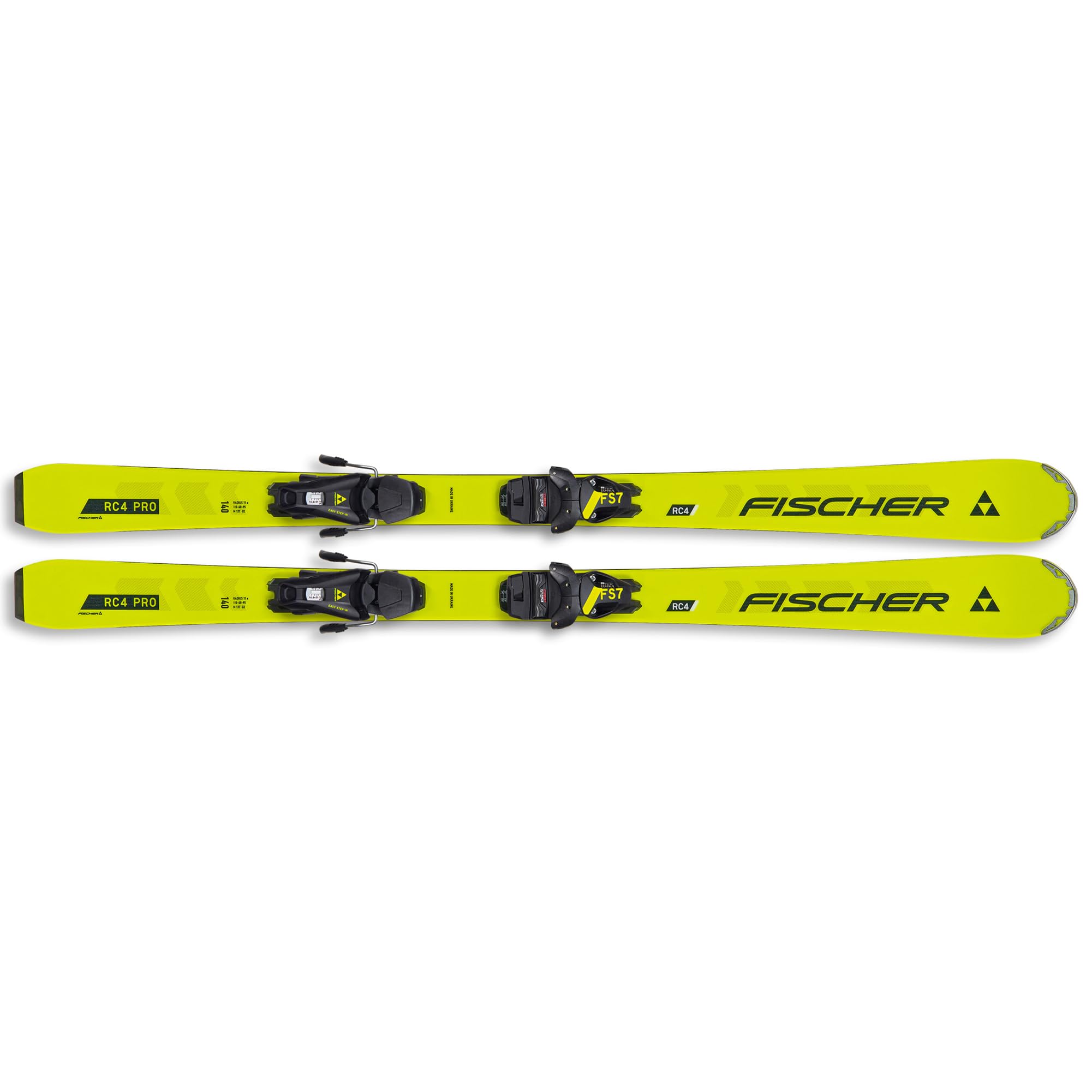 Ski Kinderski Jugendski Alpinski - Fischer RC4 Pro JRS - inkl. Bindung FS7 CA JRS Z2-7.5 - geeignet für Jungen und Mädchen - für fortgeschrittene bis Gute Skifahrer