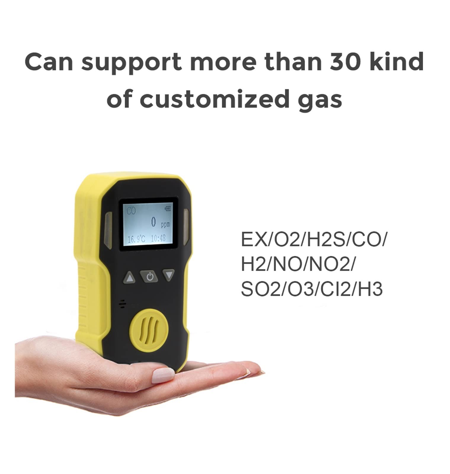 Rilevatore Gas, Industria portatile H2/O3/CO/PH3/CO2/H2S/NH3/O2/NO2/NO/EX/CH4 Rivelatore di gas Rivelatore di allarme di gas combustibile Carica USB 0-100% LEL per Lavoro, Casa(CO2--0-5VOL-0.01)