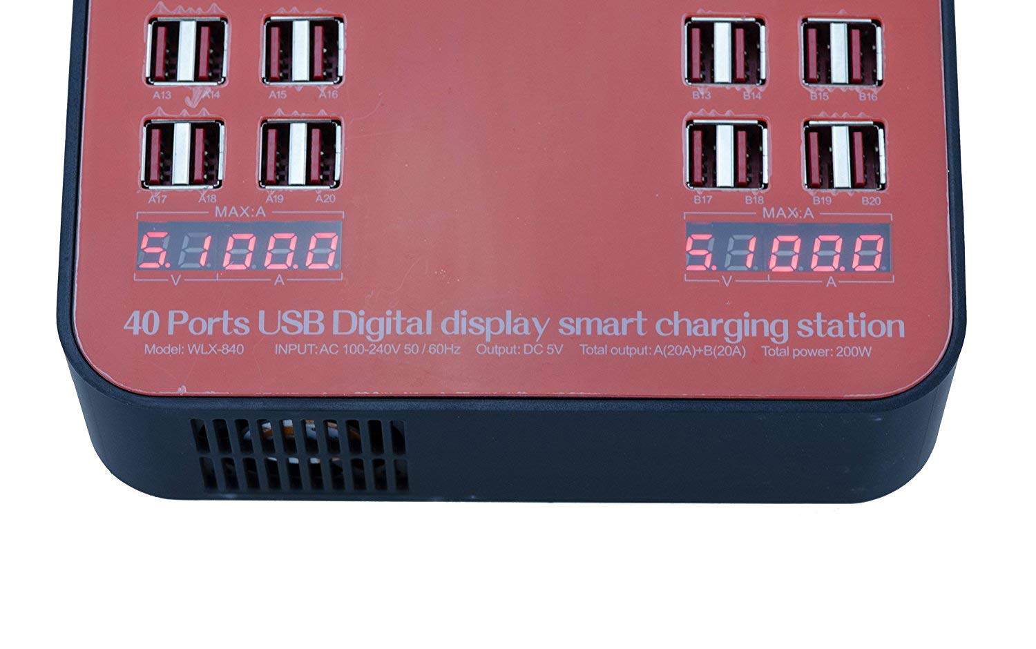 KALEA-INFORMATIQUE Industrielles USB-Ladegerät Typ Ladestation 40 Ports mit Ausgängen von 3A Max. Maximale Leistung 200W.