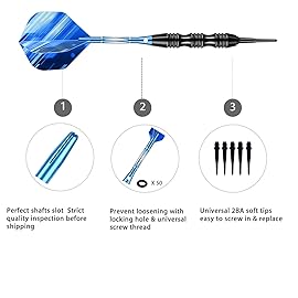 sanfeng Professional Soft Tip Darts Set 20 Grams W/O-Rings- 30 Darts Plastic Tip + Blue Aluminum Shafts + 6 Standard Flights + Portable Case for Electronic Dart Board