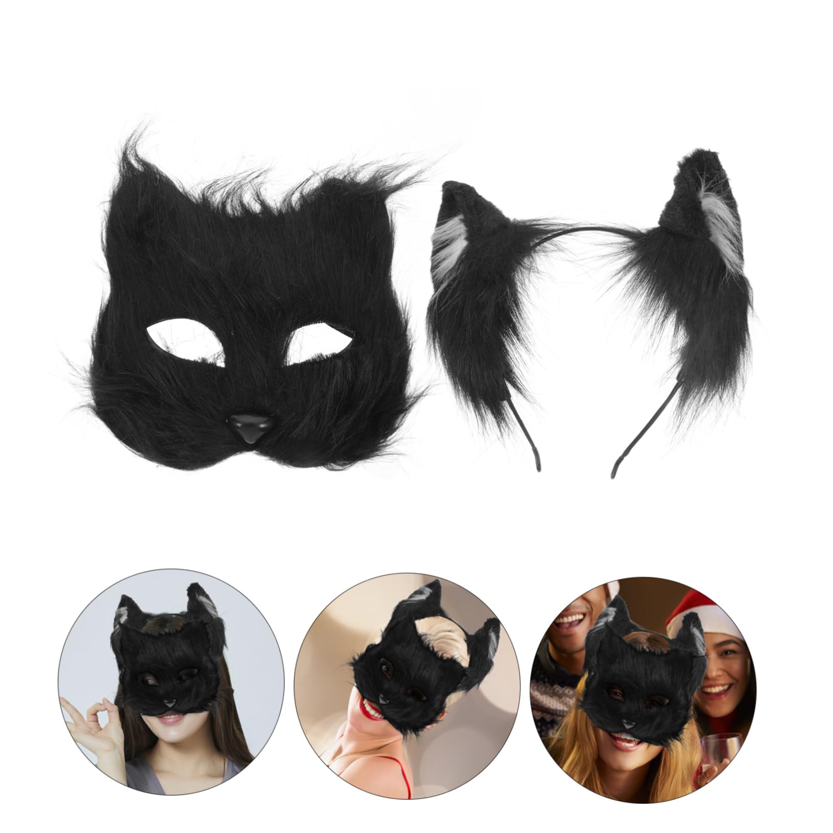 HONMEET Elegant Japanese Mask Headband Set Safe Comfortable for Halloween Cosplay