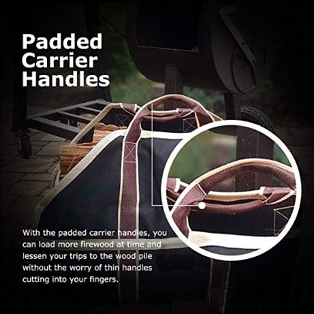Borsa Porta Tronchi di Stoffa Oxford,Doppia Borsa in Legno Resistente,Accessori per Stufe per Camino,Supporto per Legna da Ardere Extra-Large con Manici per Custodia da Esterno,#1
