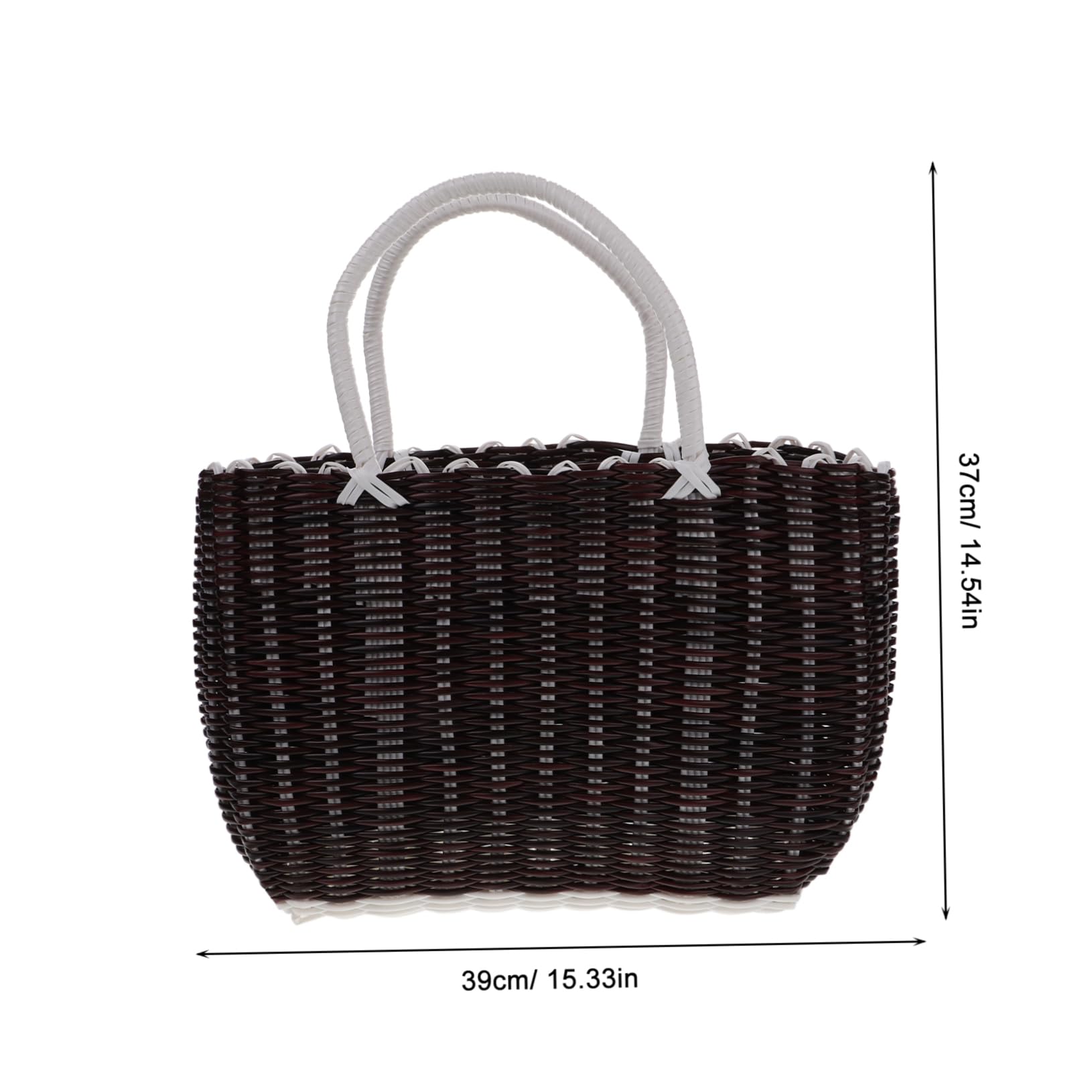 HOOTNEE Portable Basket Bread Organizing Basket Household Fruit Container Brown Plastic Hand Woven Snacks Basket
