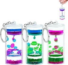 ZHjuju Liquid Motion Timer Sensory Key Chain – 3 Pieces, Soothing Sensory Toy for Children and Adults, Handbag Decoration, Anti-Stress, Autism, 3 Colours