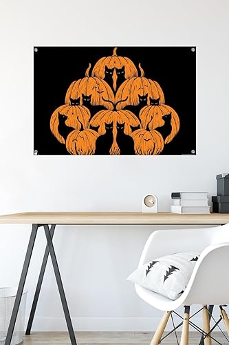 Miniatura 6 de Trends International Episodic Drawing - Pumpkin Cat Wall Poster, 22.37" x 34.00", Premium Poster & Push Pin Bundle