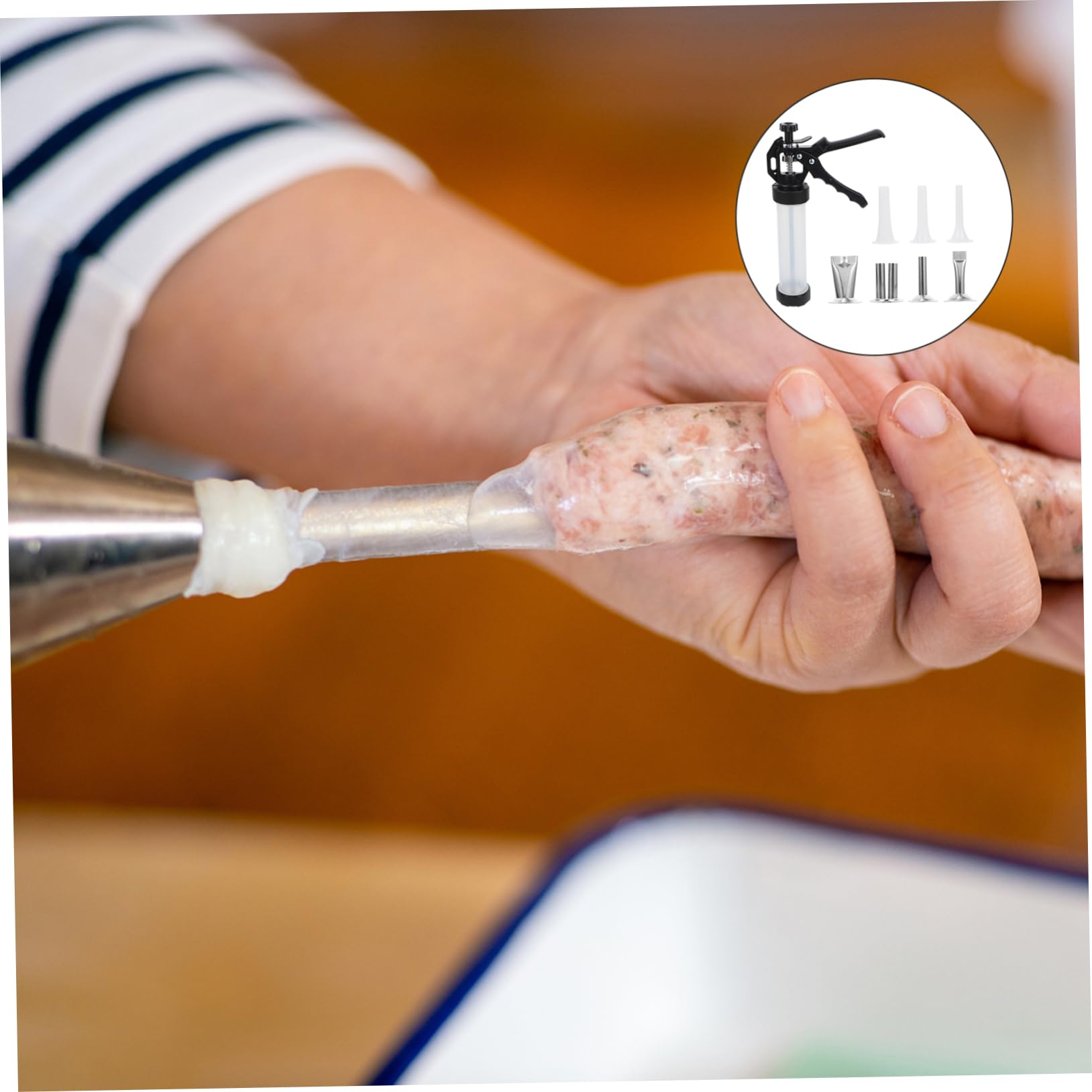 Mikinona Hand Sausage Maker for Sausages Manual Meat Maker Sausage Stuffer Mealmaker Stainless Steel Pp Easy to Use