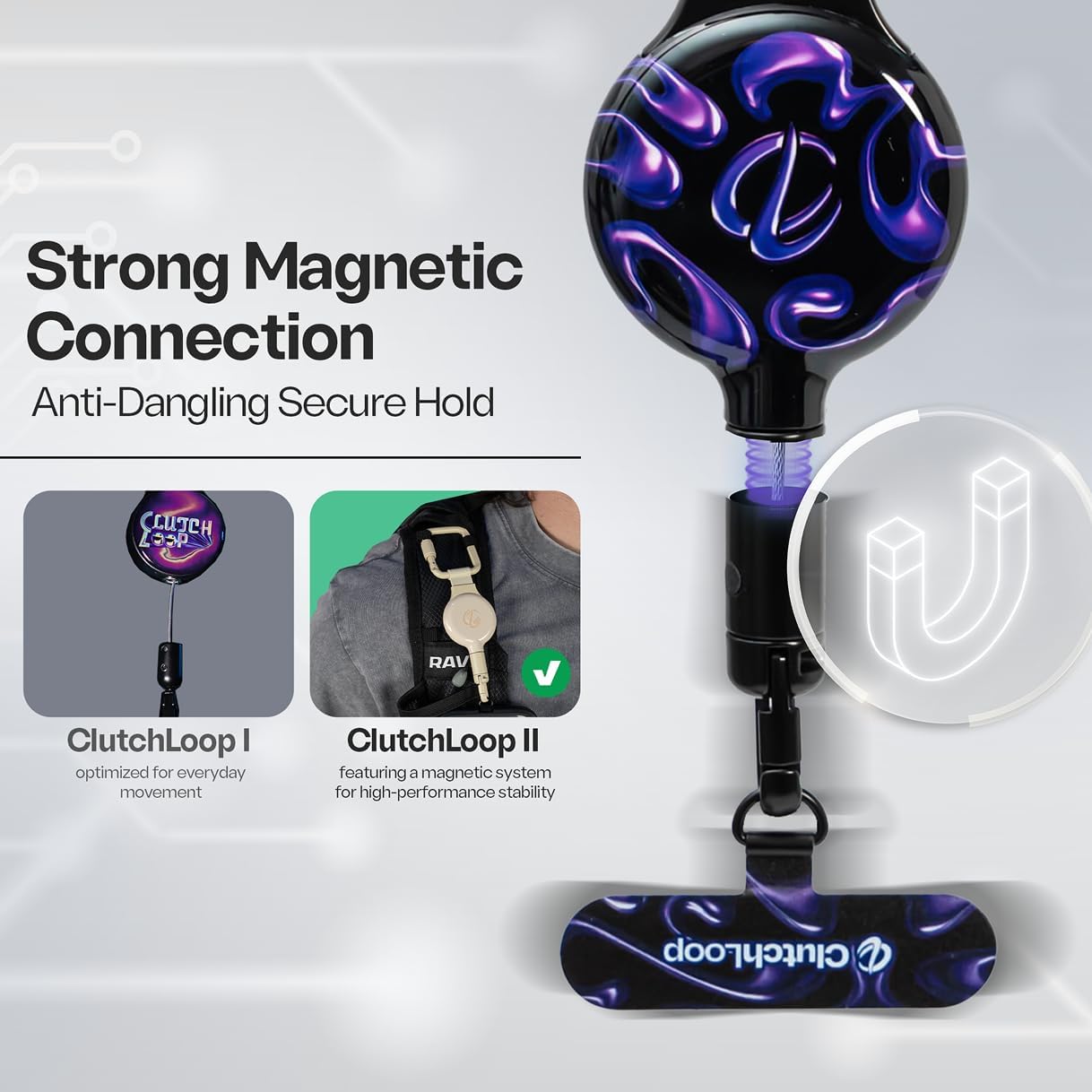 ClutchLoop Premium Magnetic Anti-Theft Phone Tether Steel Cable Carabiner