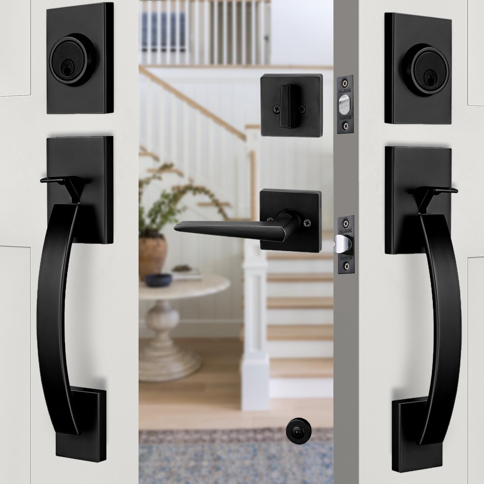 TMC Black Handleset for Front Door, Side Door and Back Door (Keyed