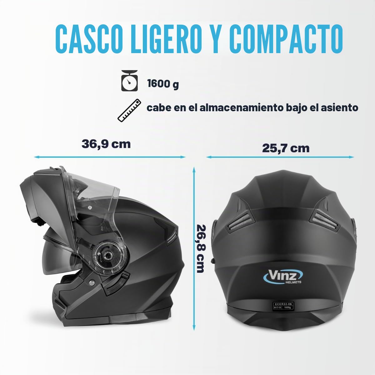 VINZ Busan Casco Modular con Visera Solar | Casco Moto & Scooter & Ciclomotor | ECE 22.06 Homologado | En Tamaño XS - XXL | para Hombre y Mujer