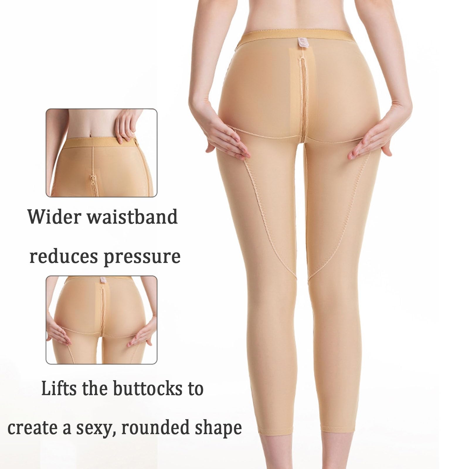 Faja Postquirúrgica con Cremallera Completa en la Pierna para Mujeres Después de Una Liposucción Pantalones Cortos de Compresión Levantador de Glúteos Moldeador de Muslos Adelgazante