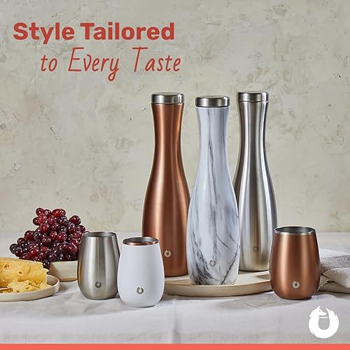 Miniatura 6 de SNOWFOX Juego de jarras y copas de vino, jarra de acero inoxidable aislada y juego de 2 copas de vino a juego, mármol