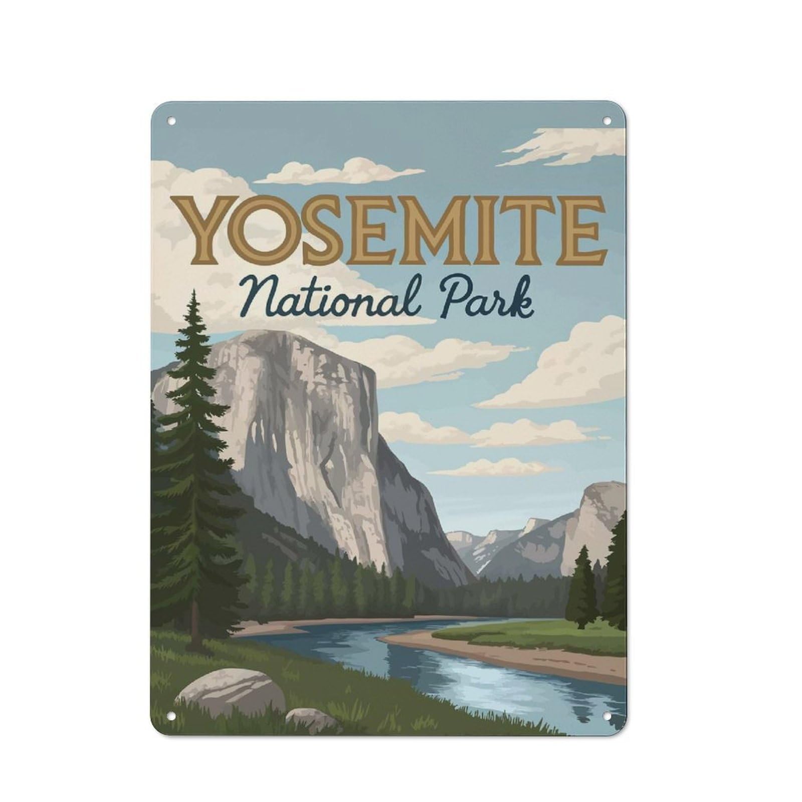 Junmoney Style-21 Rustic Metal Sign 40X30cm Featuring Yosemite National Park Poster For Hallway Wall, A Decorative Gift For A Newly Furnished Hallway