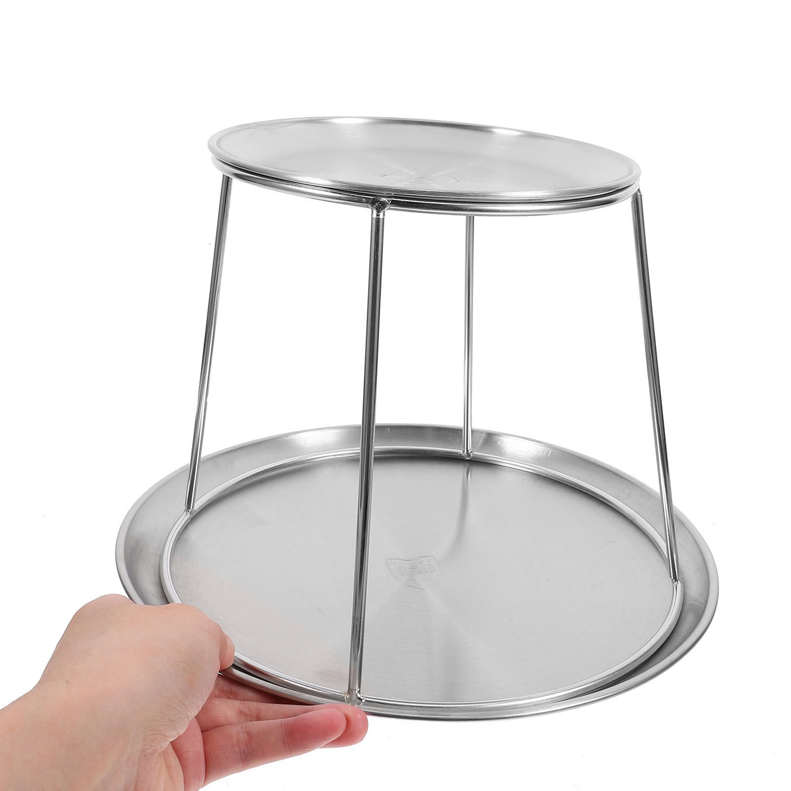 Abaodam Bandeja de Acero Inoxidable para Servir Mariscos Doble Capa, Soporte Resistente y Diseño Moderno para Bodas y Fiestas