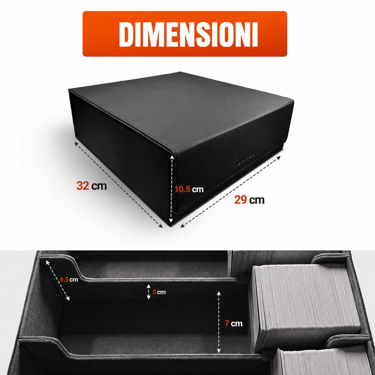 GECO® Box porta carte collezionabili per 2400+ carte – Nera Neues Artikel-Highlight: Deck box magnetica con 12 divisori e 4 blocca-carte – Box premium per carte collezionabili e accessori