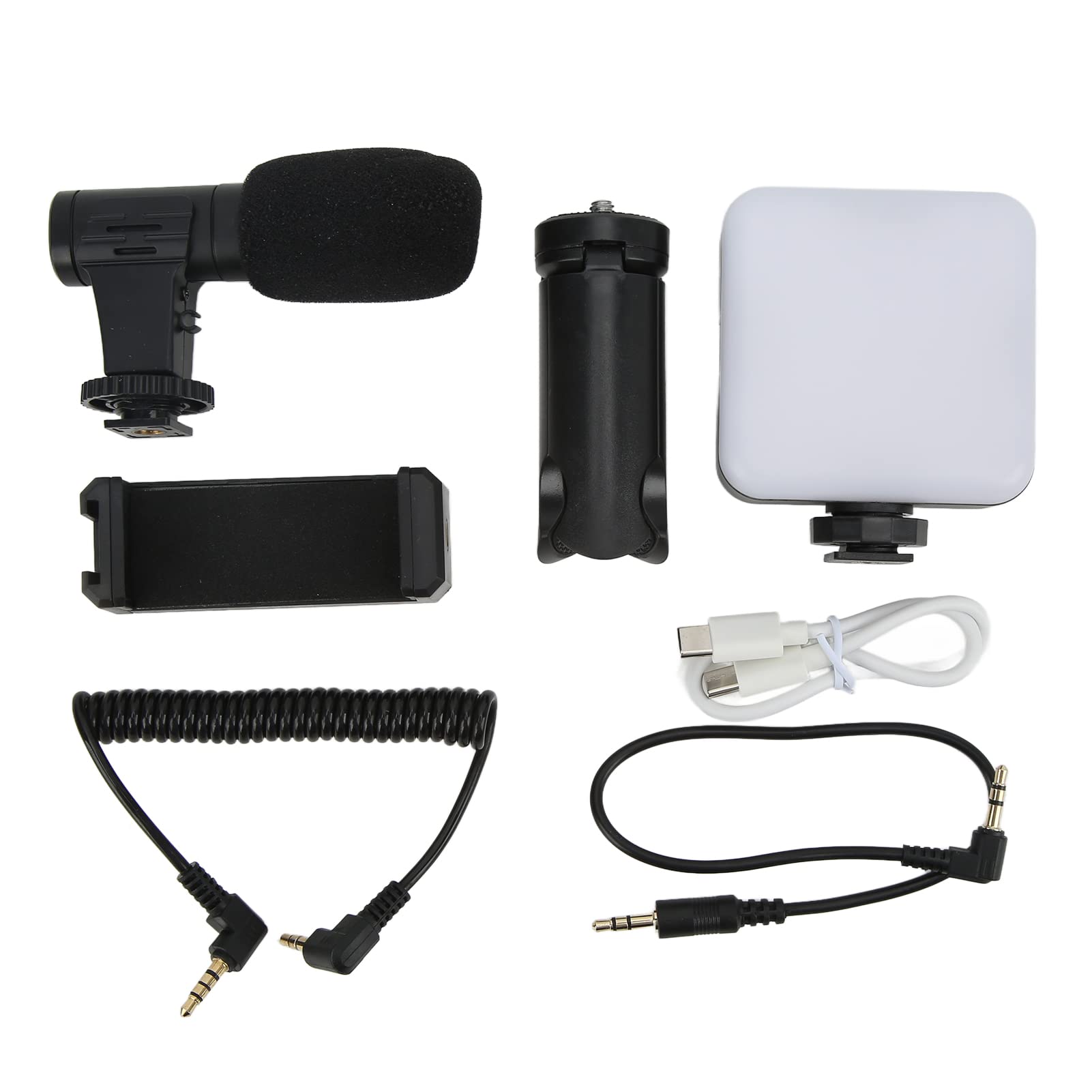 Kit Profesional de Estudio Vlog para Teléfono Inteligente con Micrófono de Luz de Relleno para Trípode para Sesión de Cámara, Equipo de Vlogging Portátil para Creadores de Contenido