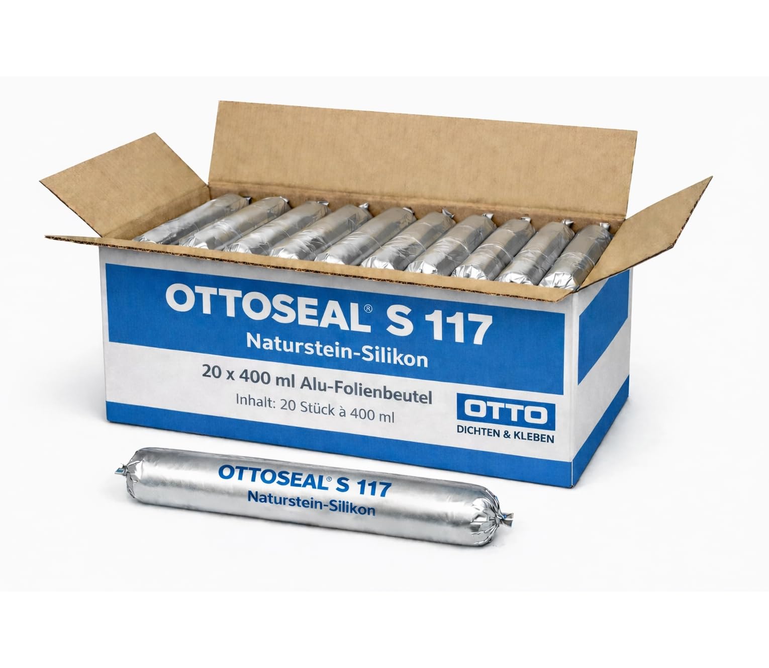20 x OTTO-SEAL S117 400 ml szary sanitarny silikon z kamienia naturalnego do marmuru, granitu, kamienia naturalnego, piaskowca, kwarcytu, gnejsu, porfiru, sanitarnego łazienki, prysznica, ściany