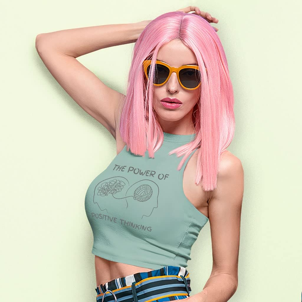 Positive Thinking Racerback Cropped Tank - Trendy Women's Tank - Printed Tank Top
