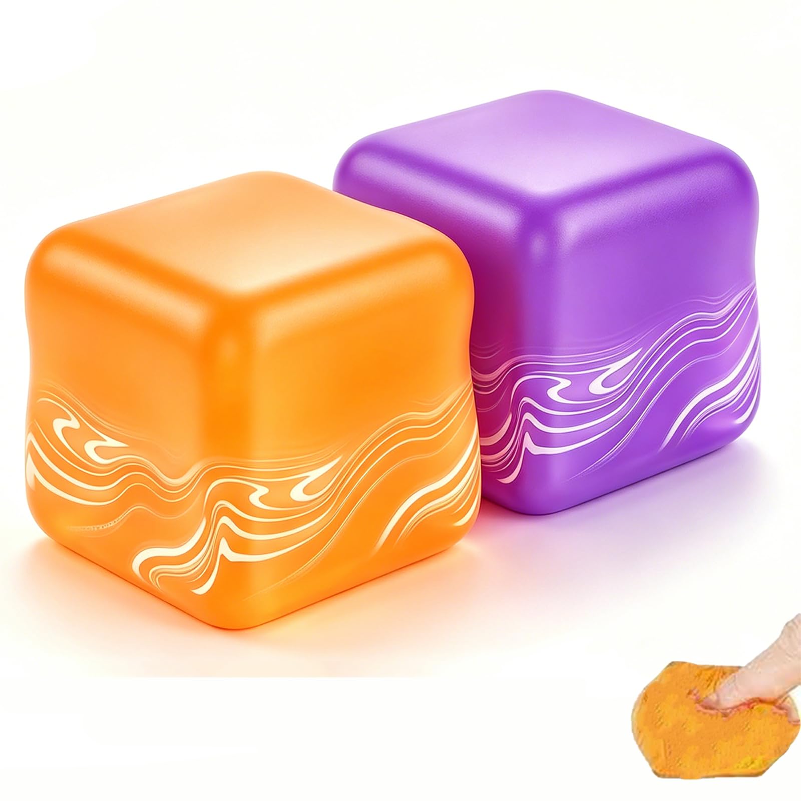 2 Pack Squishy Cube, Fidget Toys for Stress Relief, Squishy Stress Relief Toys, Autism Fidget, Classroom Prize, Stress Cube, Stress Balls for Adults & Kids