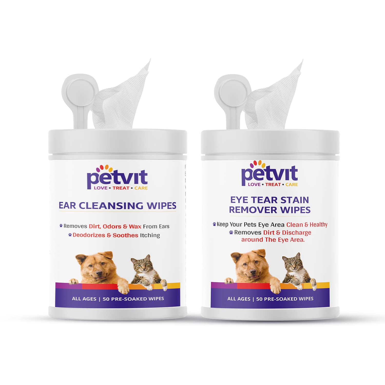 Petvit Ear Cleansing Wipes & Eye Tear Stain Remover Wipes - Fragrance Less 50+50 Wipes (Combo) (B0BSN8M5LN) Amazon Price History, Amazon Price Tracker