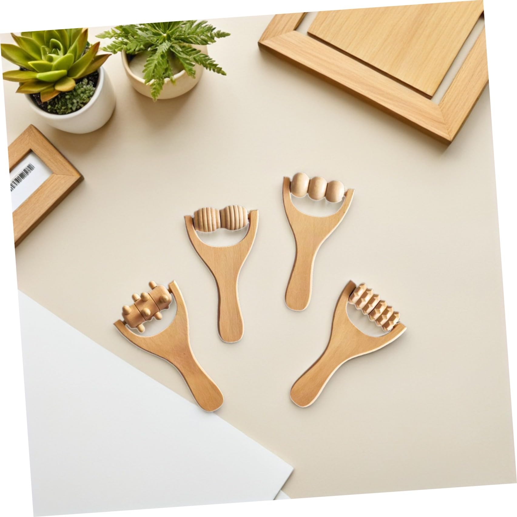 8piezas Masajeador De Madera Multifuncional Rodillo Para Pies y Cuerpo Herramienta De Masaje Para Cuello Hombros y Espalda Diseño Portátil y Ligero Para Uso Casa y Viajes