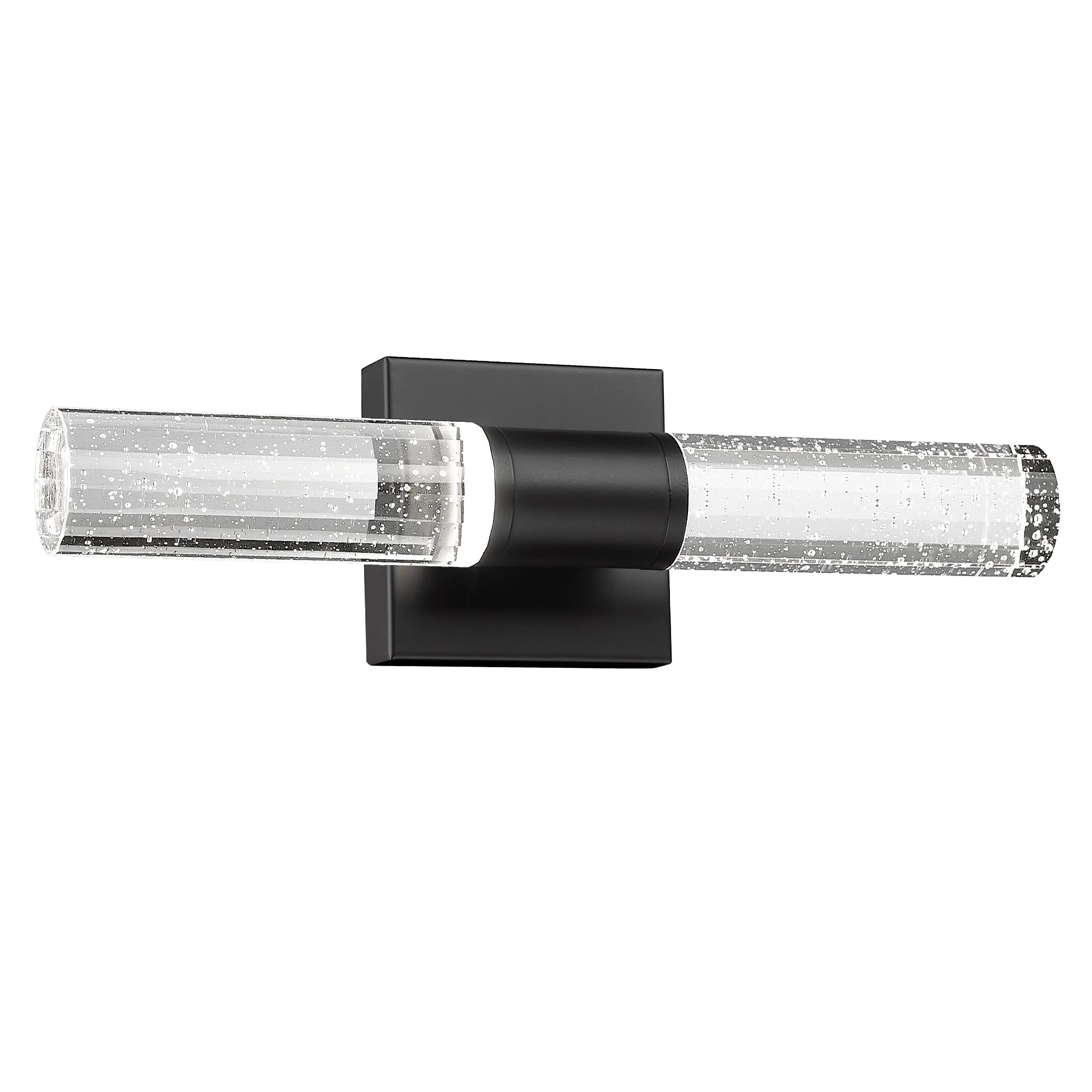METWET Bathroom Light Fixtures, Matte Black LED Vanity Light in Bubble Glass Indoor Wall Sconce, Modern 9W 4000K Crystal Wall Lights for Bathroom, Bedroom, Hallway, VL601-MB