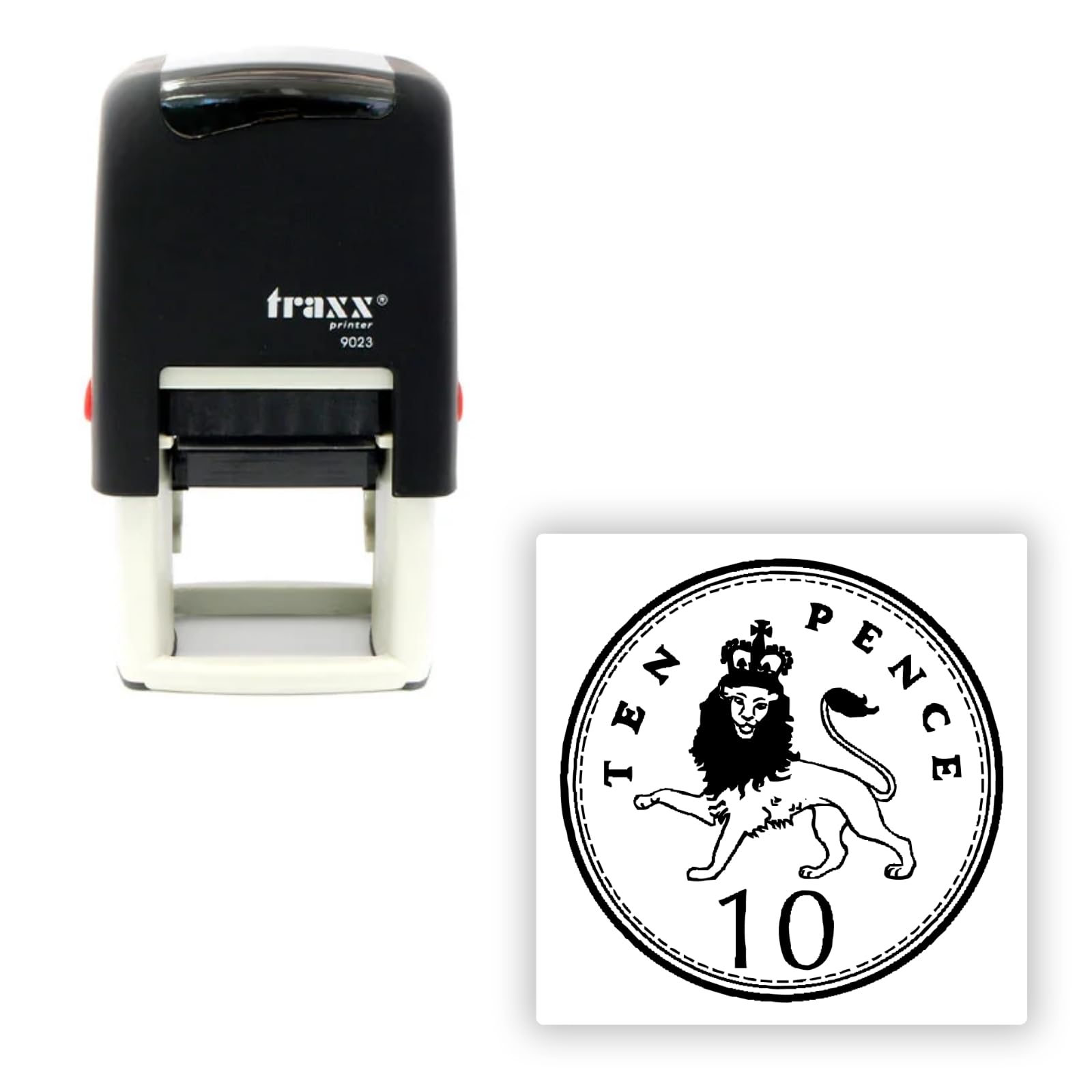 Coin Self-Inking Stamps - Maths Teacher Stamp - Traxx 9130 - Ten Pence Coin Rubber Stamp