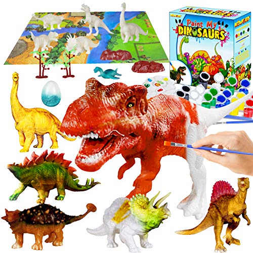 Niwoed 66pcs Kids Crafts and Arts Set Painting Kit, Dinosaur Panting Toys Art Craft Supplies Projects for Kids Boys Girls Age 3 4 5 6 7 8 9 10,Paint Your Own Dinosaur Party Favors Creativity DIY Gift
