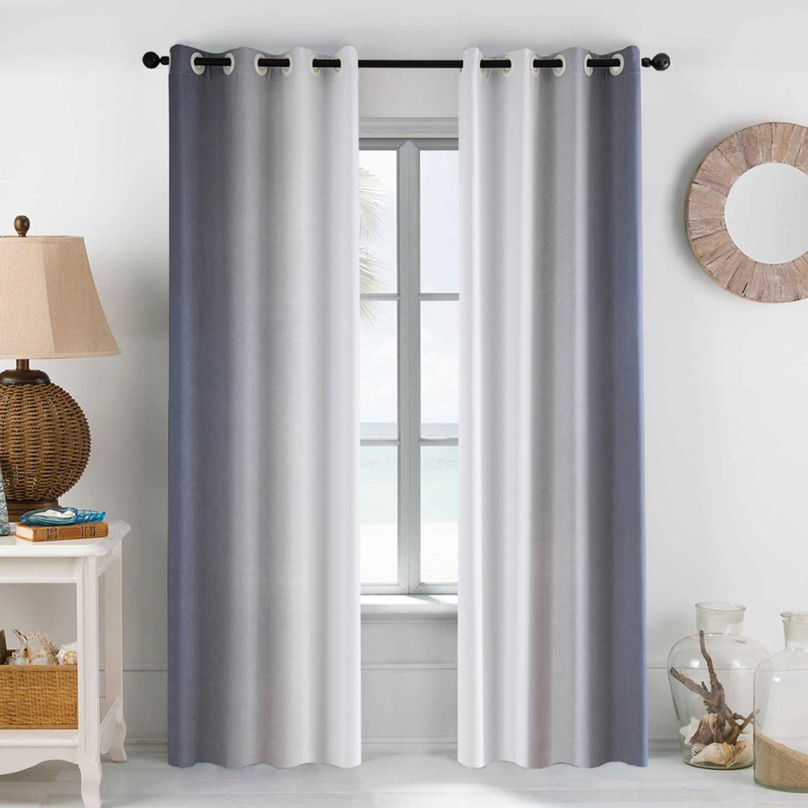 Blackout Lot de 2 rideaux Motif dégradé sur mesure pour chambre à coucher, salon, cuisine 127 x 260 cm