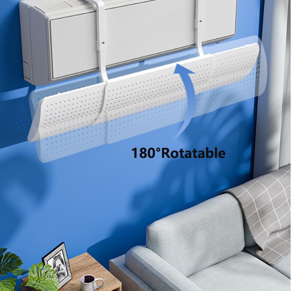 Condizionatore Deflettore di Ventilazione Aria Retrattile | Anti-soffio Diretto, Regolabile Paravento Climatizzatore Universale, Filtro in Cotone, Ruotabile a 180°